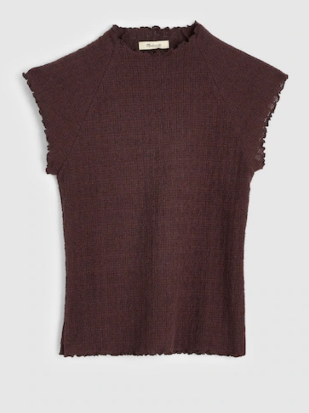 NWT Madewell Smocked Mockneck Tank Chocolate Plum Size Large - Picture 5 of 9